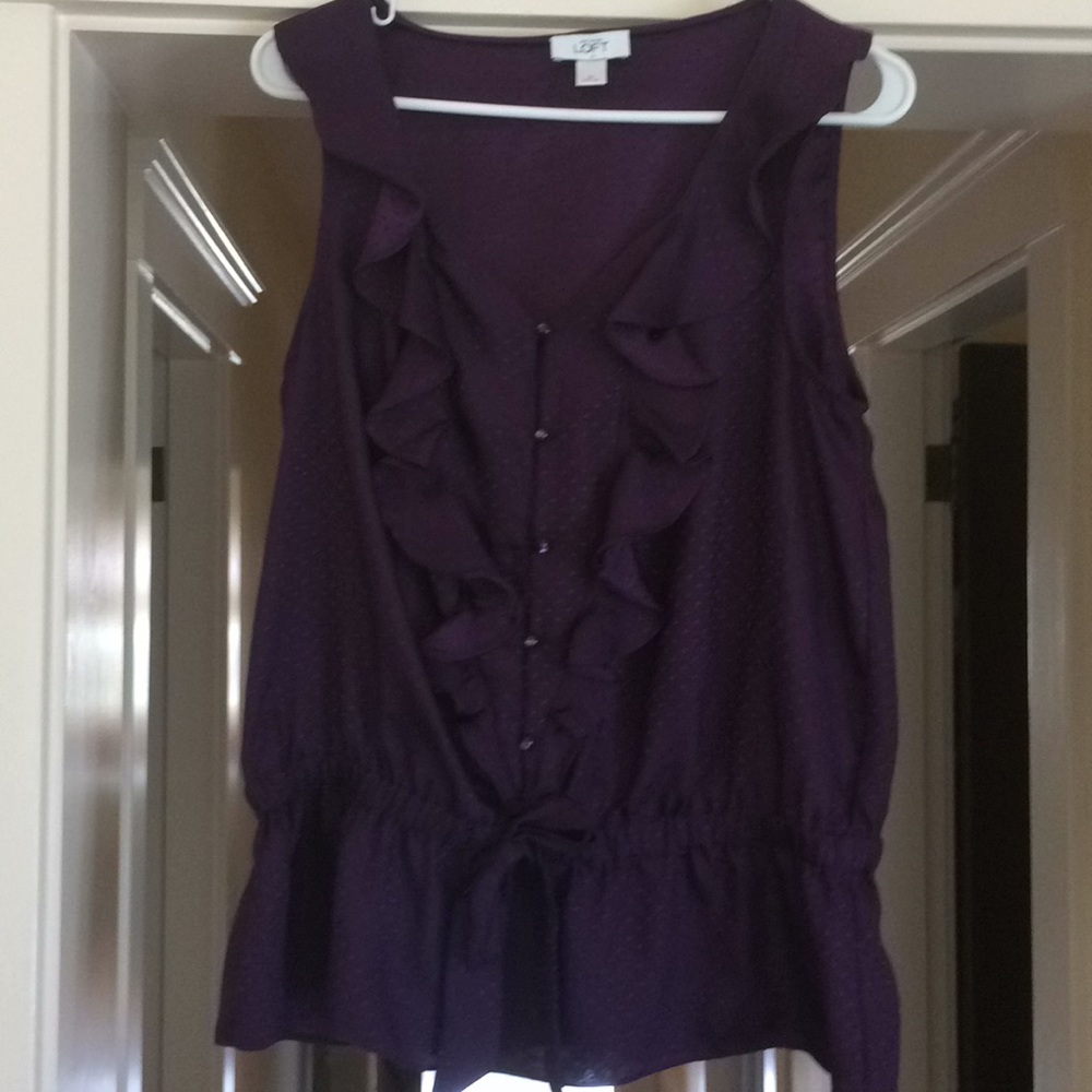 Ann Taylor LOFT sleeveless ruffle-front top
